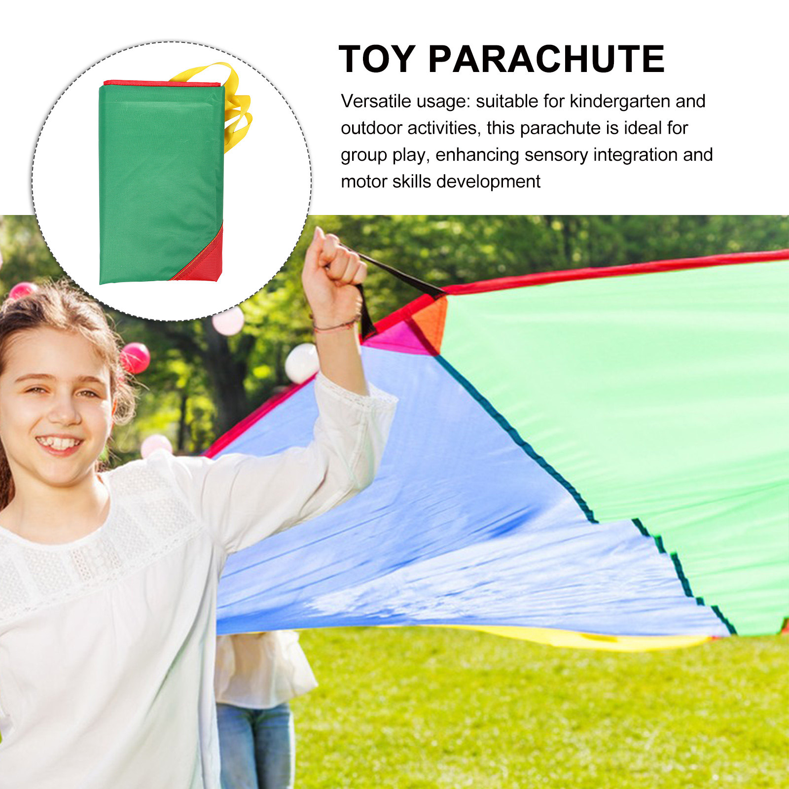 Play Kids Outdoor - Colorful Rainbow Parachute Kids Kindergarten Group