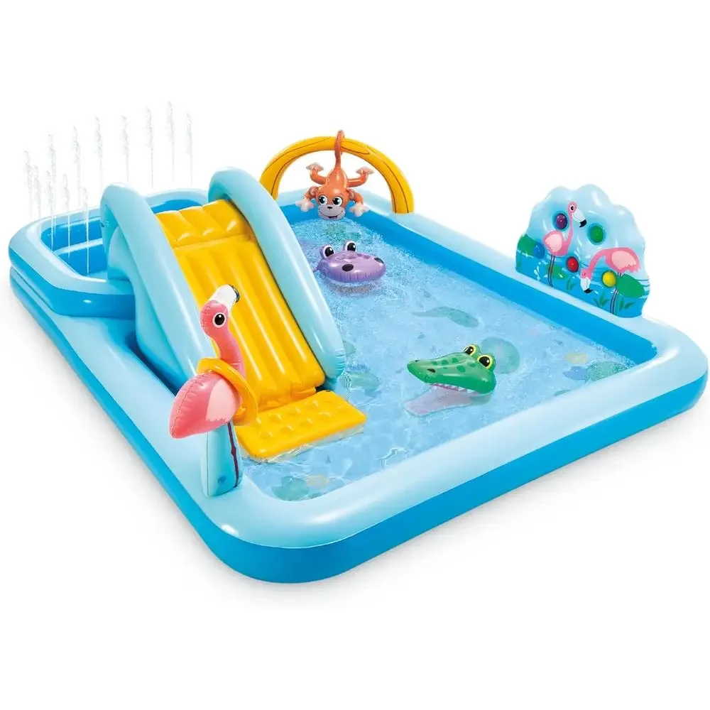 Kids Outdoor Inflatable Water Slide - Inflatable Jungle Adventure Play Center with