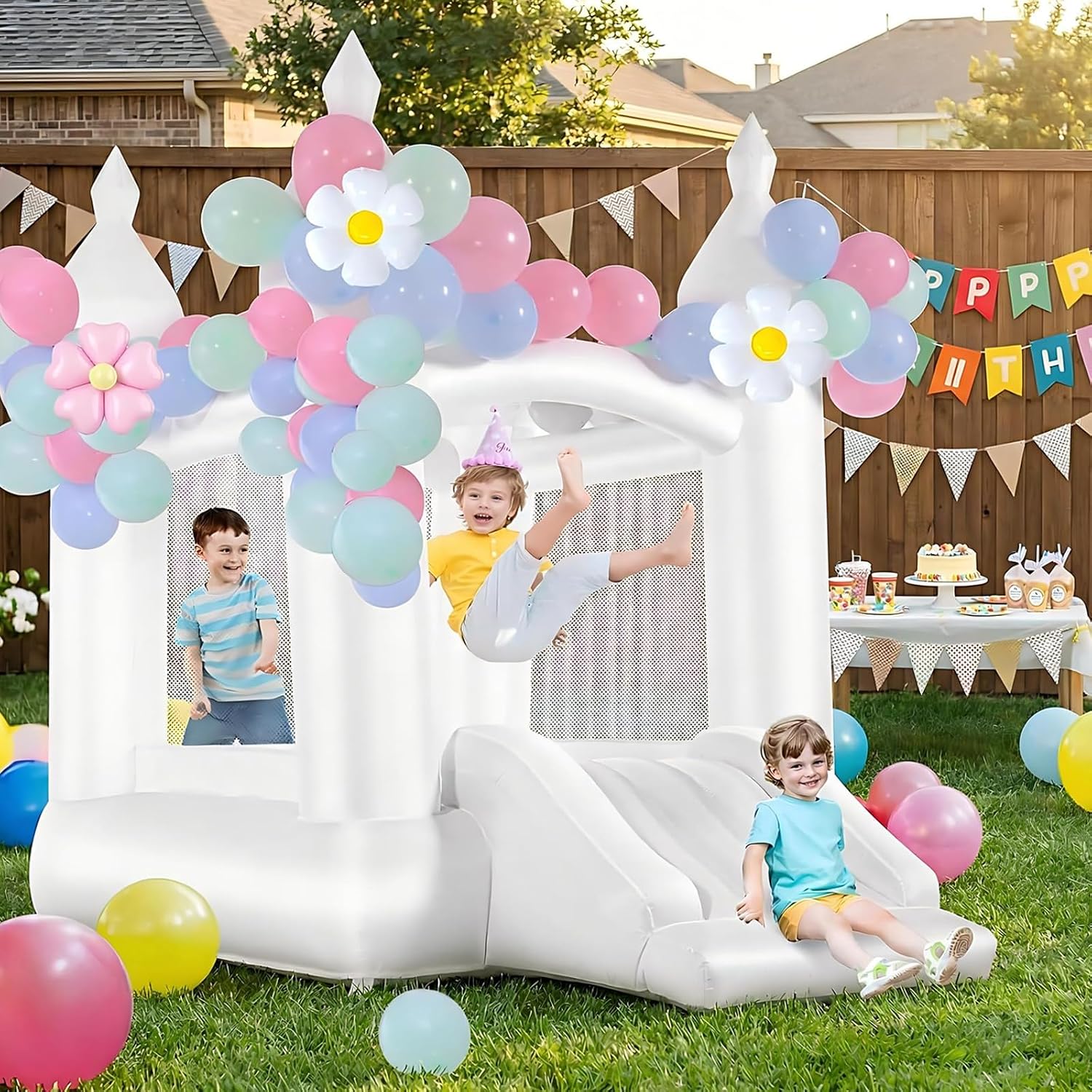 White Bounce House Indoor Outd - đánh giá và giá Kids Outdoor Slide