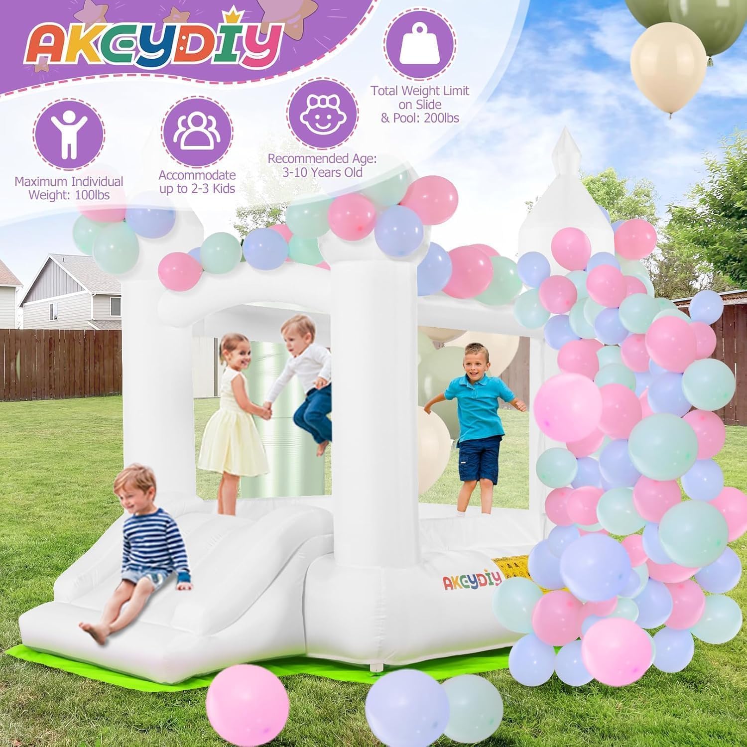 White Bounce House Indoor Outd - đánh giá và giá Kids Outdoor Slide