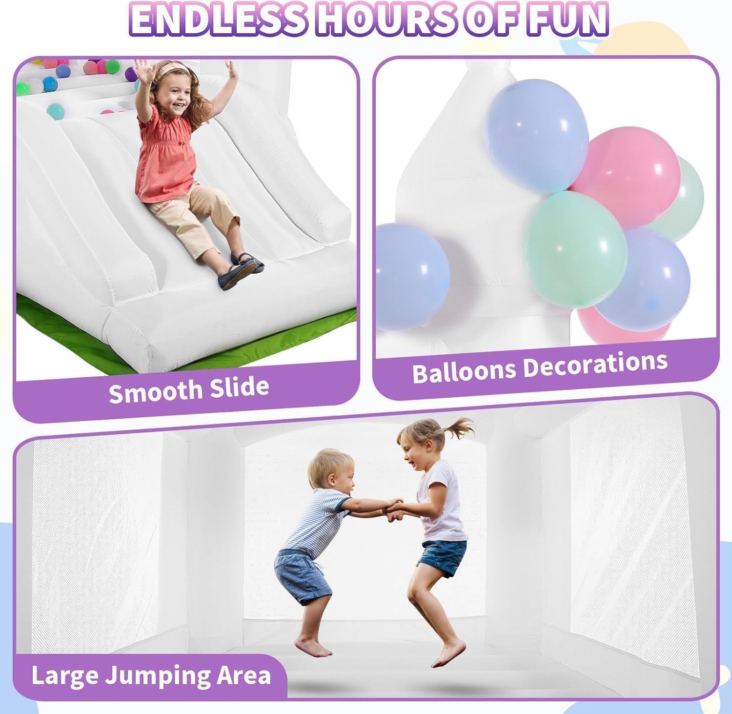 White Bounce House Indoor Outd - đánh giá và giá Kids Outdoor Slide
