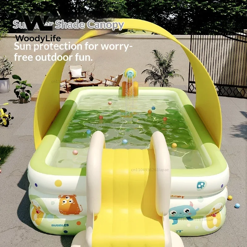 Large Inflatable Family Pool A - đánh giá và giá Kids Outdoor Inflatable Water Slide