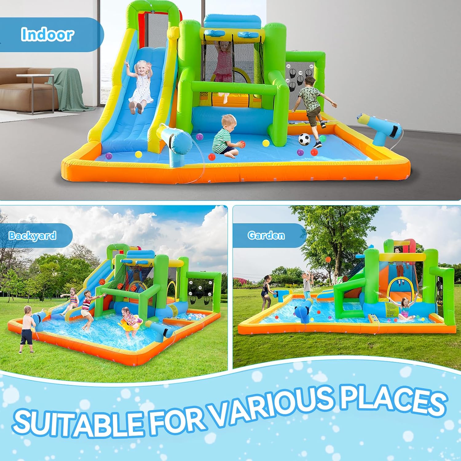 FBSPORT Inflatable Bounce Hous - đánh giá và giá Kids Outdoor Inflatable Water Slide