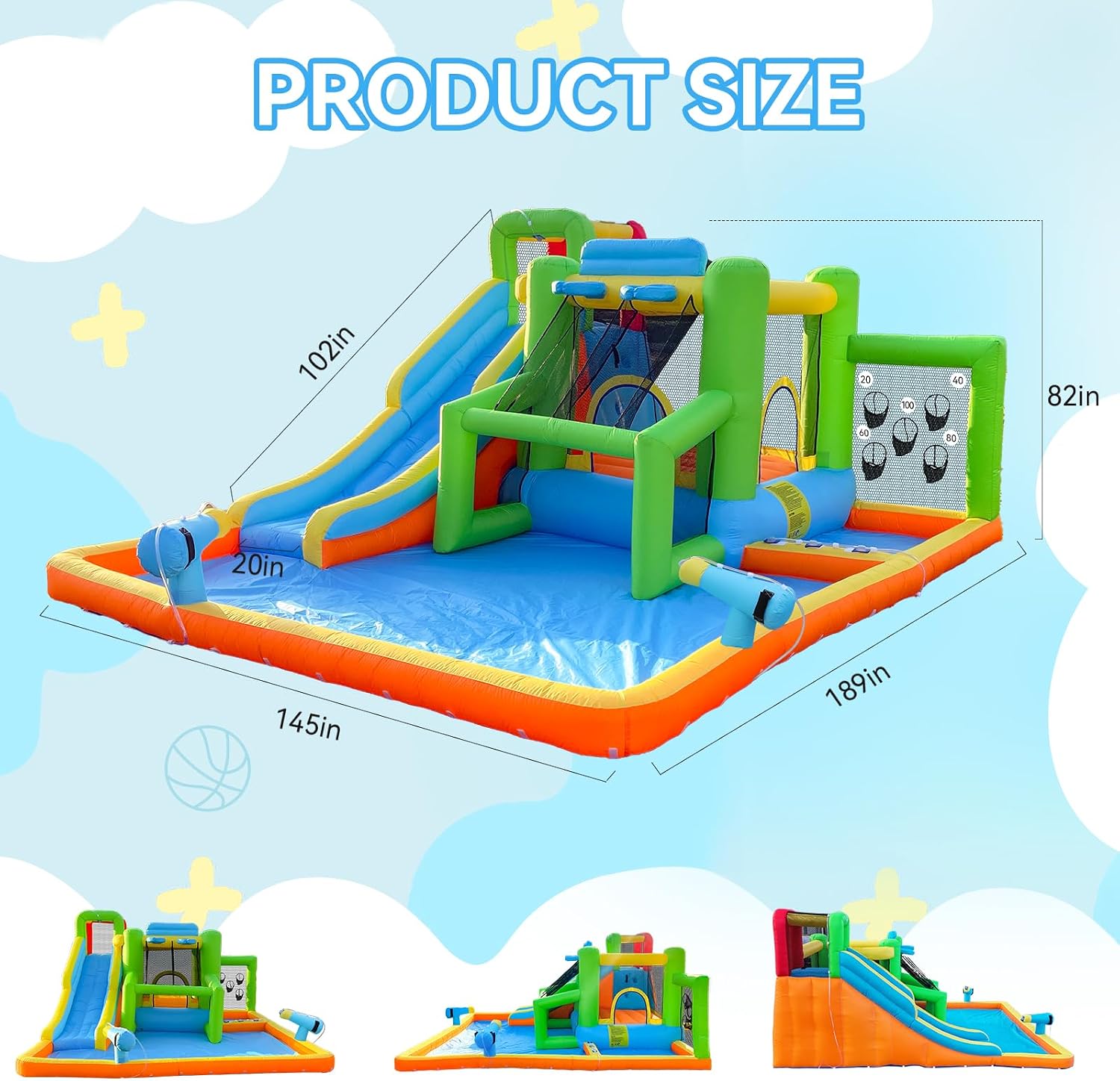 FBSPORT Inflatable Bounce Hous - đánh giá và giá Kids Outdoor Inflatable Water Slide