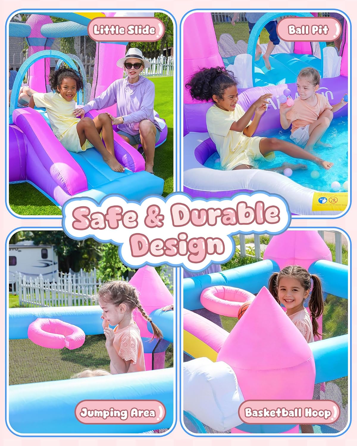 Pink Indoor/Outdoor Inflatable - đánh giá và giá Kids Outdoor Slide