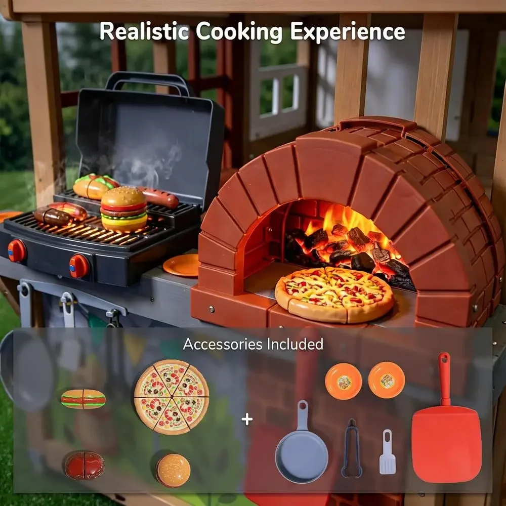 Kids Outdoor Wooden Playhouse, - đánh giá và giá Kids Outdoor Bbq